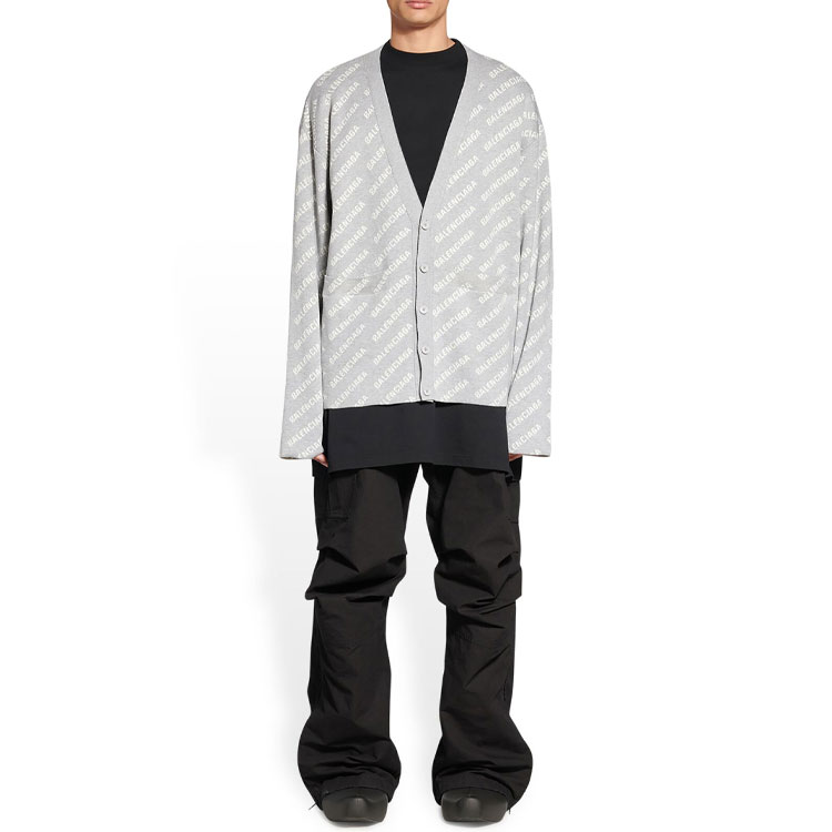 Shop 巴黎世家 SS22 Logo灰白色针织开襟衫 699822T32331461