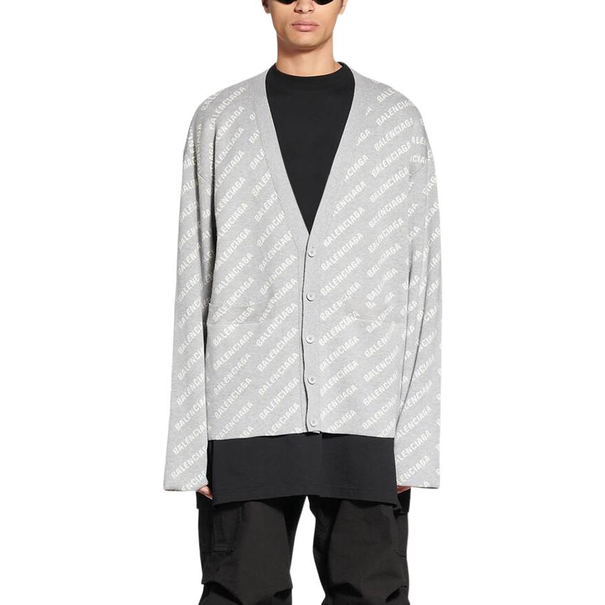 Purchase 巴黎世家 SS22 Logo灰白色针织开襟衫 699822T32331461