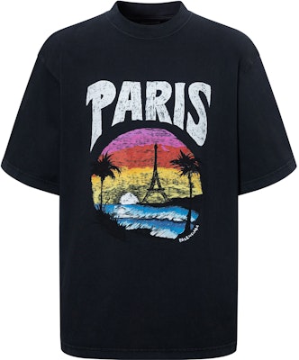 발렌시아가 알파벳 아키텍처 프린트 블랙 크루넥 티셔츠 레귤러 핏. 764235TPVL91569 Buy 발렌시아가 알파벳 아키텍처 프린트 블랙 크루넥 티셔츠 레귤러 핏. 764235TPVL91569