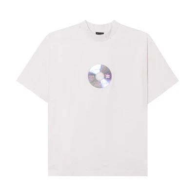 Balenciaga Alphabet CD Print Crewneck Short Sleeve T-Shirt Unisex Off-White 764235TQVE49016