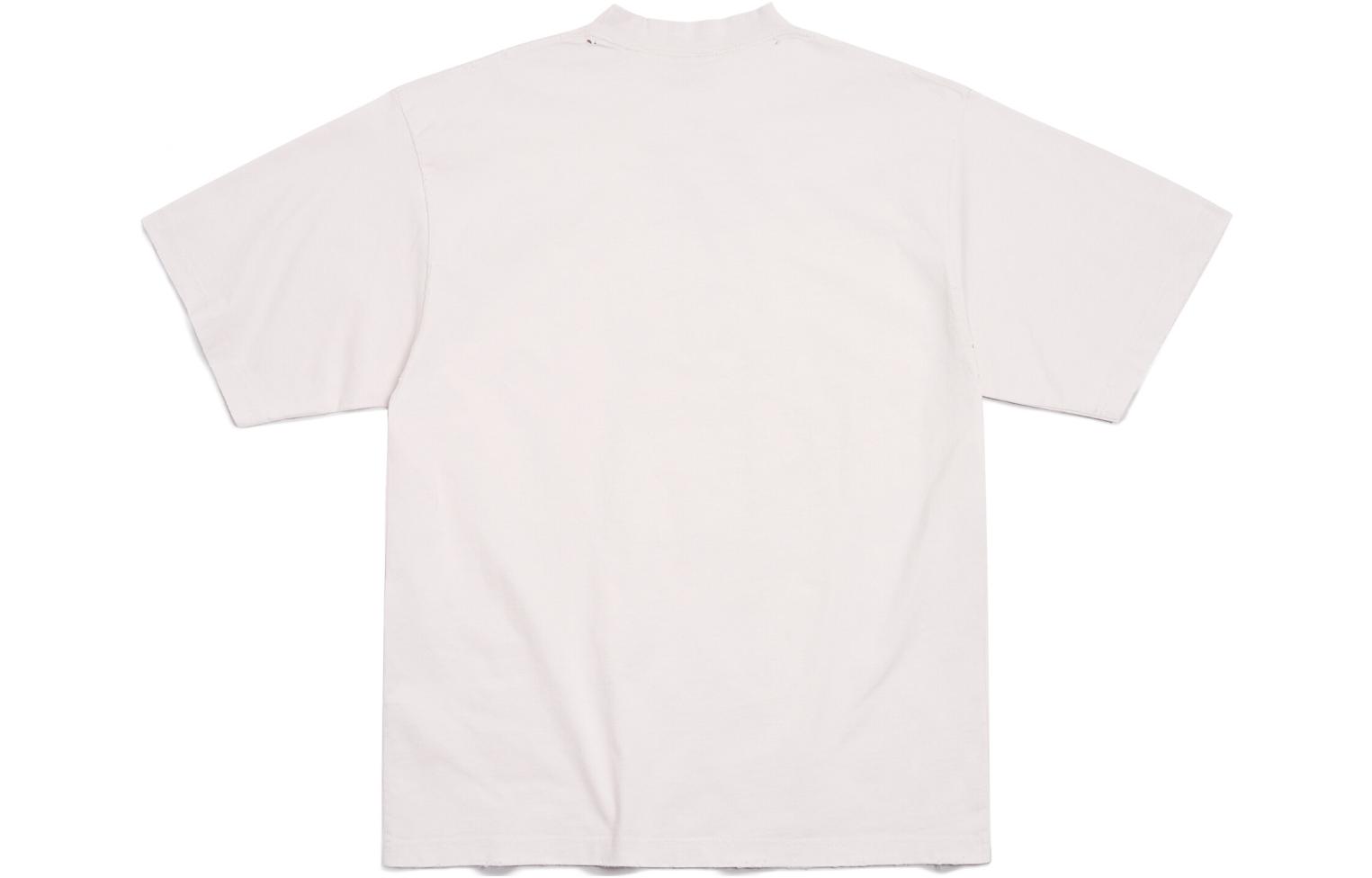 Lookbook 巴黎世家字母CD印花男女同款短袖圆领T恤奶白色 764235TQVE49016