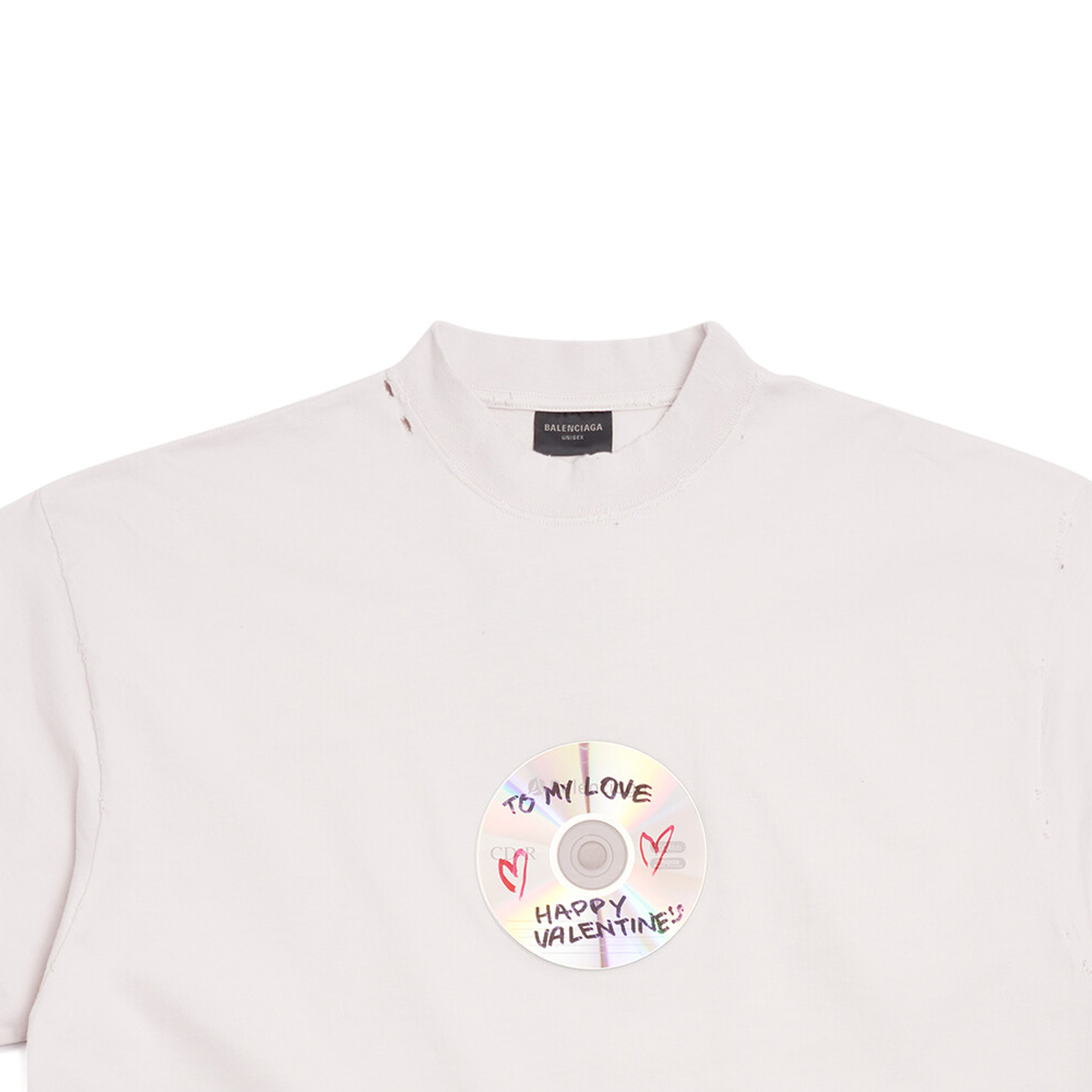 Shop 巴黎世家字母CD印花男女同款短袖圆领T恤奶白色 764235TQVE49016