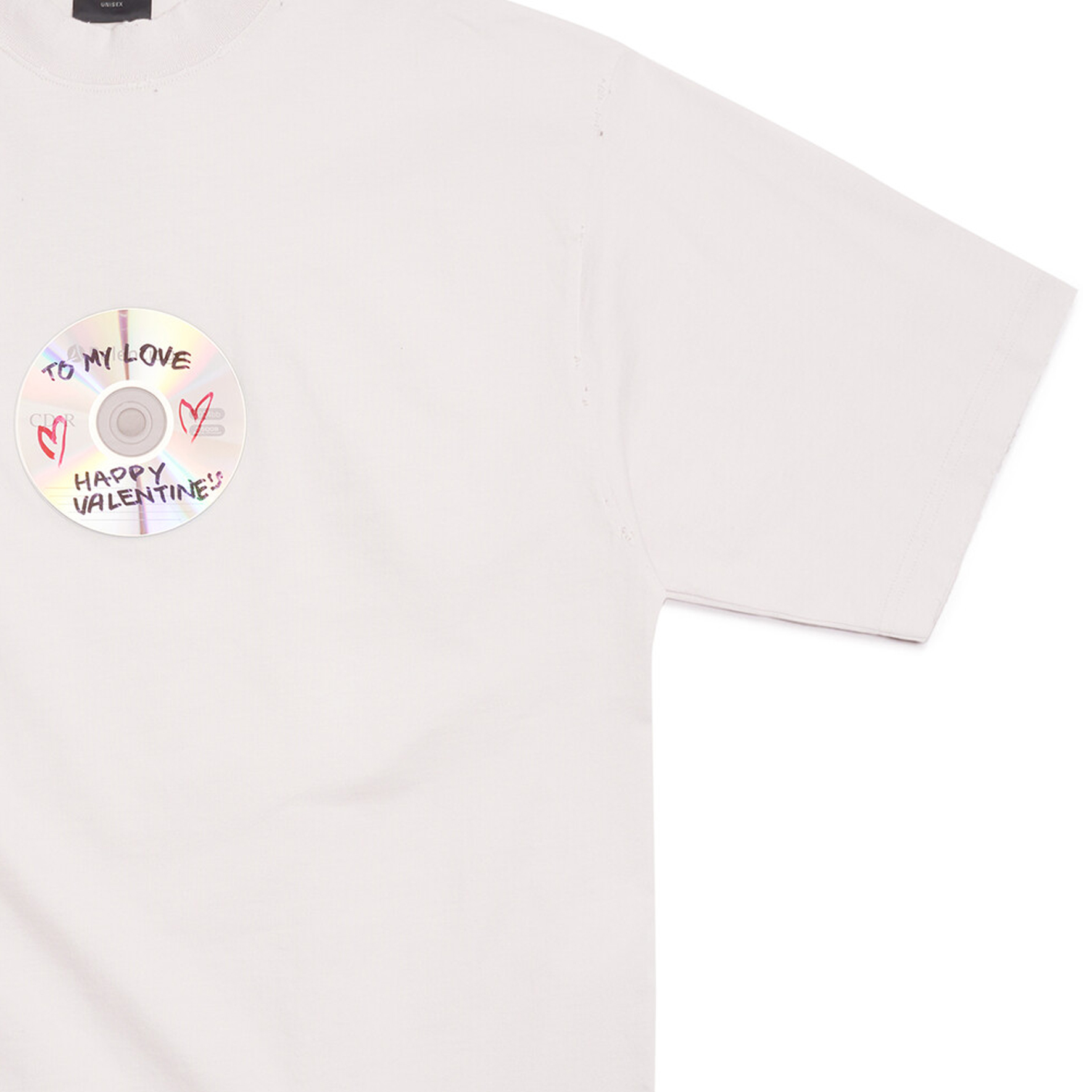 Purchase 巴黎世家字母CD印花男女同款短袖圆领T恤奶白色 764235TQVE49016