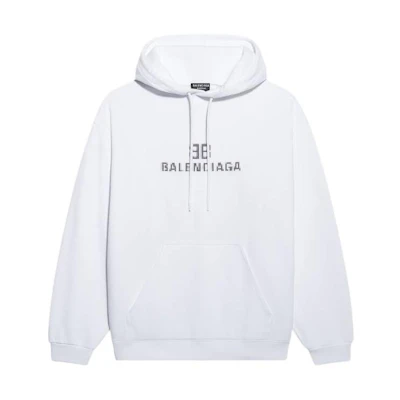 Balenciaga Alphabet Print Drawstring Long Sleeve Hoodie Unisex White 578135TKVI89040