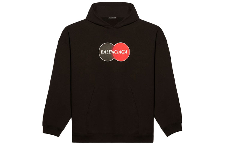 Balenciaga Alphabet Print Fleece Lined Hoodie Black for Men - Relaxed Fit 620973TIV801000