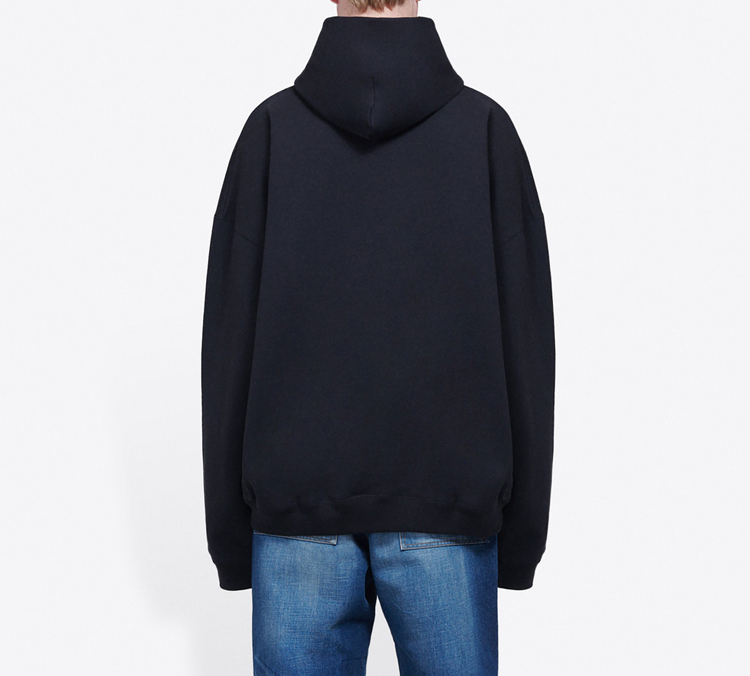 Balenciaga Alphabet Print Fleece Lined Hoodie Black for Men - Relaxed Fit 620973TIV801000 圖 4