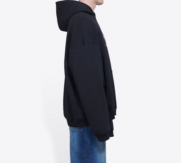 Balenciaga Alphabet Print Fleece Lined Hoodie Black for Men - Relaxed Fit 620973TIV801000 圖 6