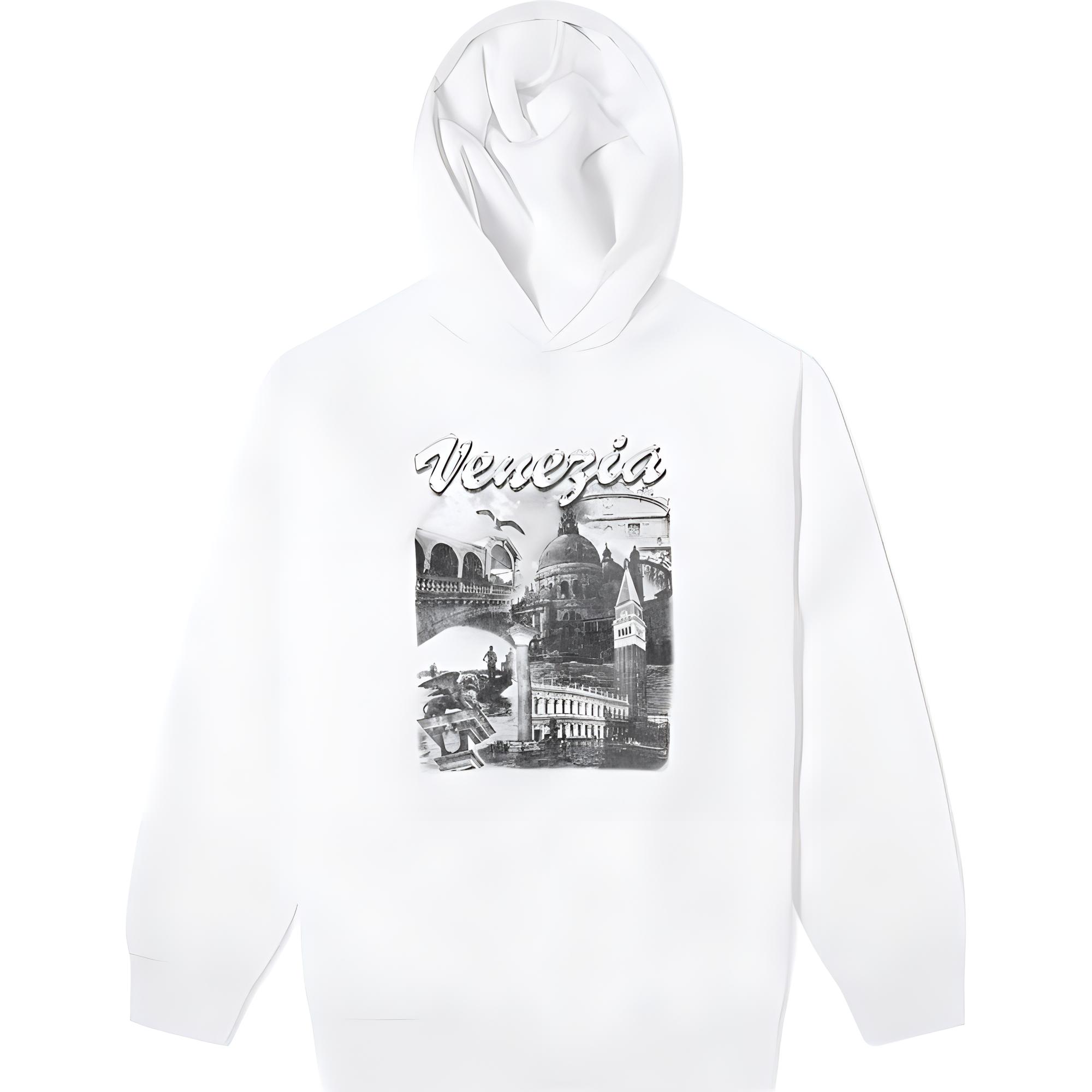 Balenciaga Architectural Letter Print Regular Fit Hoodie White () 657049TKV899094