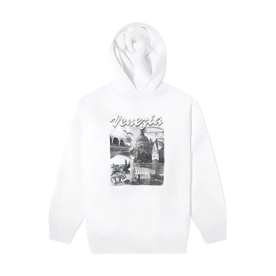 Balenciaga Architectural Letter Print Regular Fit Hoodie White () 657049TKV899094