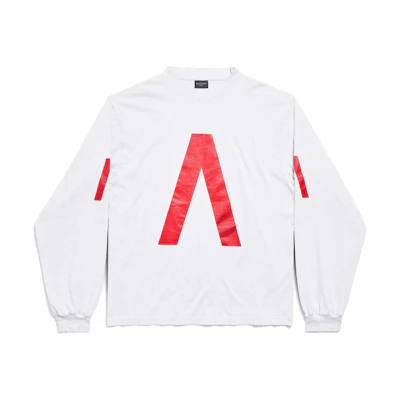 Balenciaga Archive Series Unisex Oversized Logo Long Sleeve T-Shirt White 781245TQVA11561