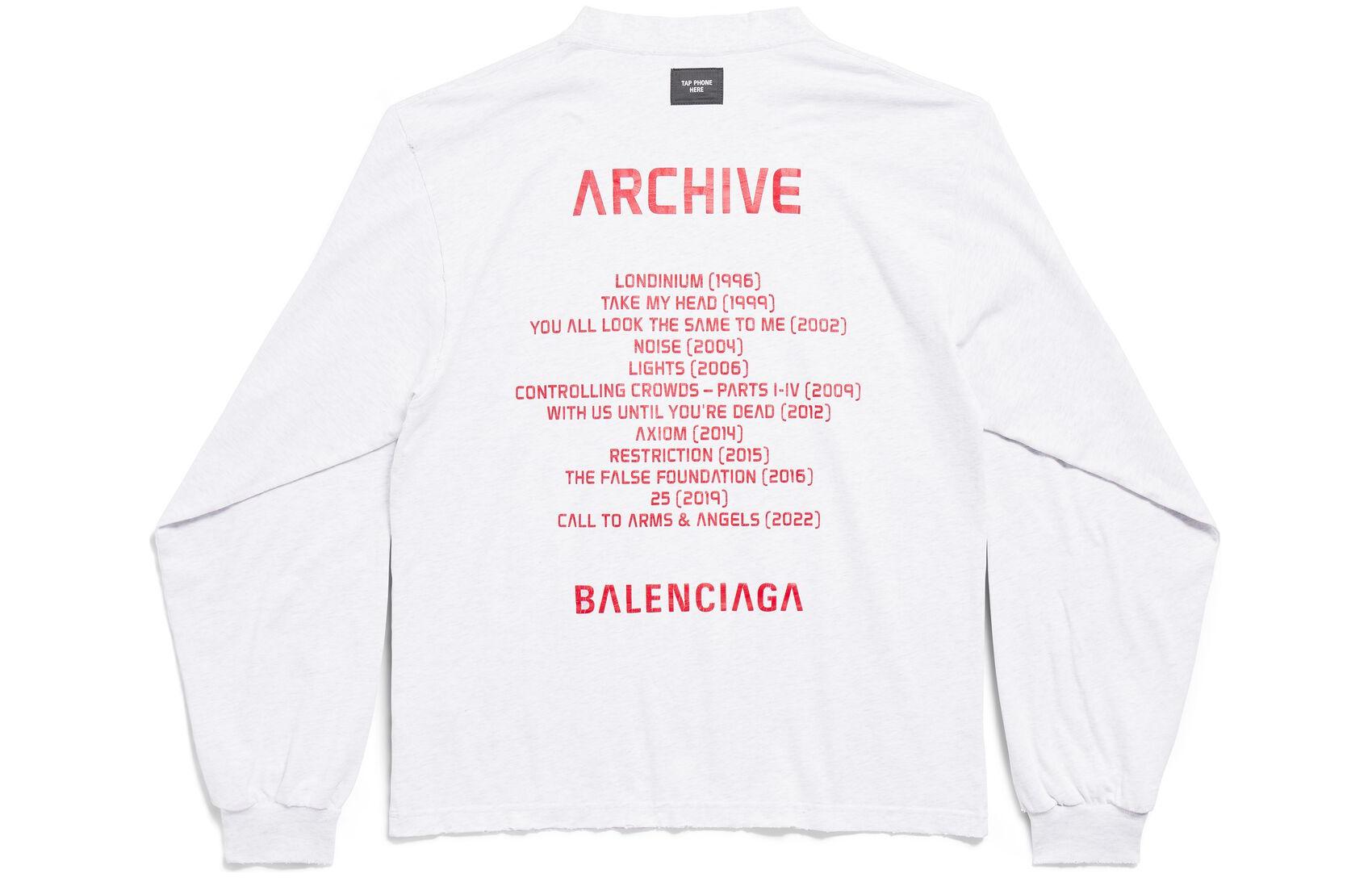 Lookbook バレンシアガ アーカイブシリーズ ユニセックス ロゴ オーバーサイズ 長袖Tシャツ ホワイト 781245TQVA11561