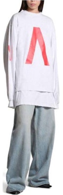 발렌시아가 아카이브 시리즈 유니섹스 오버사이즈 로고 긴팔 티셔츠 화이트 781245TQVA11561 Shop 발렌시아가 아카이브 시리즈 유니섹스 오버사이즈 로고 긴팔 티셔츠 화이트 781245TQVA11561