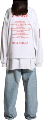 발렌시아가 아카이브 시리즈 유니섹스 오버사이즈 로고 긴팔 티셔츠 화이트 781245TQVA11561 Purchase 발렌시아가 아카이브 시리즈 유니섹스 오버사이즈 로고 긴팔 티셔츠 화이트 781245TQVA11561