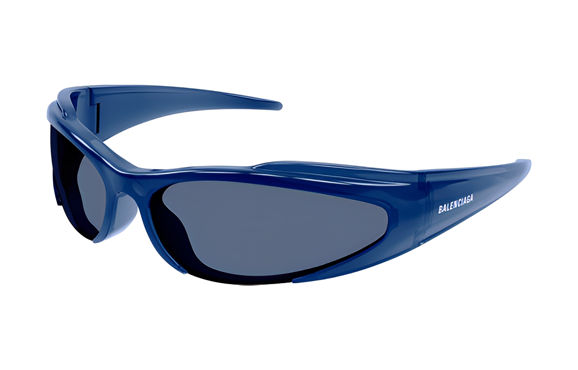 Balenciaga Asymmetrical Sunglasses with Side Lettering Unisex Couple Style. BB0253S-003