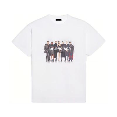 Balenciaga Band Graphic Logo Tee Regular Fit White Men 612966TIV479000