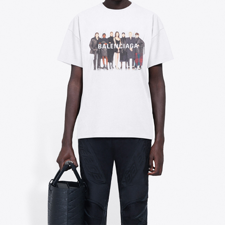 Balenciaga Band Graphic Logo Tee Regular Fit White Men 612966TIV479000 圖 4