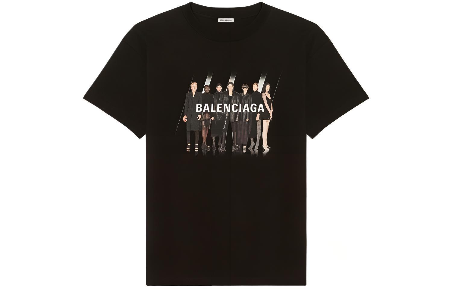 Balenciaga Band Graphic Logo Vintage Black Unisex T-Shirt 612965TIVA11000
