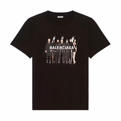 Balenciaga Band Graphic Logo Vintage Black Unisex T-Shirt 612965TIVA11000
