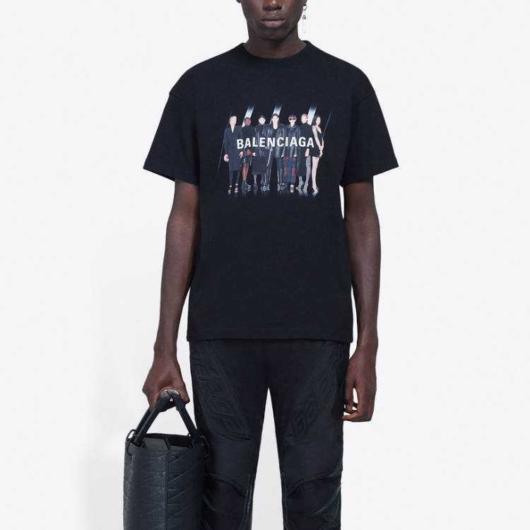 Balenciaga Band Graphic Logo Vintage Black Unisex T-Shirt 612965TIVA11000 圖 4