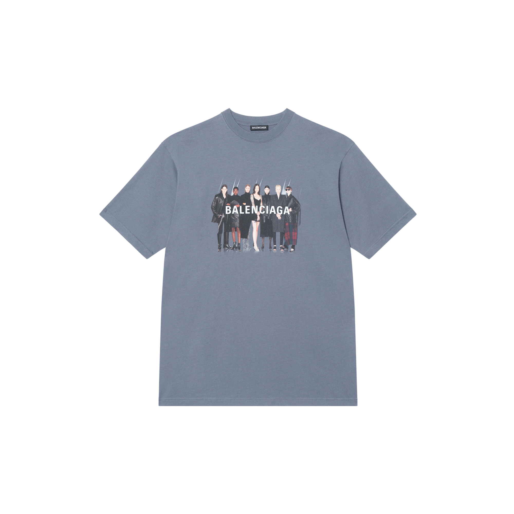 Balenciaga Band Graphic Logo Vintage Gray Unisex T-Shirt. 620969TIV471404