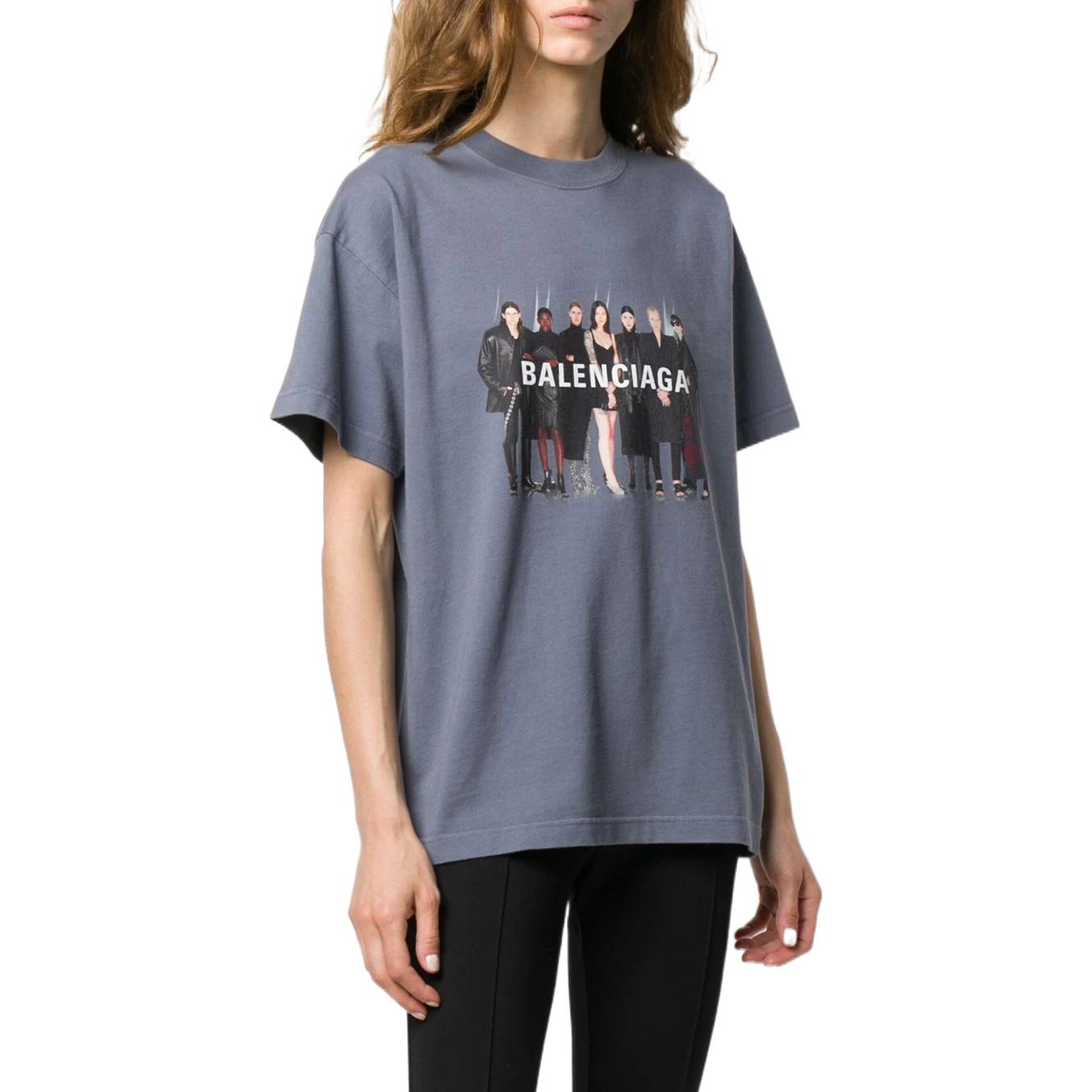 Balenciaga Band Graphic Logo Vintage Gray Unisex T-Shirt. 620969TIV471404 圖 5