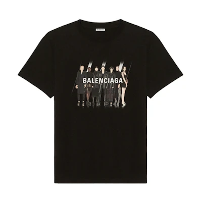 Balenciaga Band Graphic Logo Vintage Tee Unisex - Black 612966TIVA11000