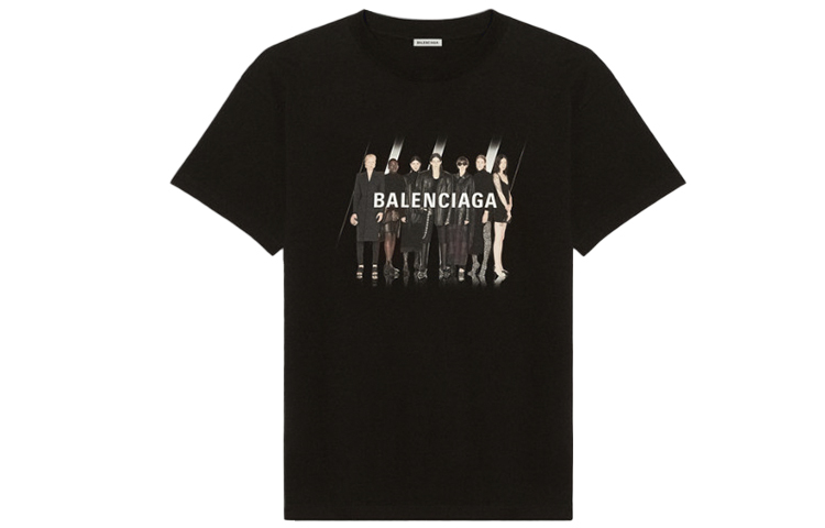 Balenciaga Band Graphic Logo Vintage Tee Unisex - Black 612966TIVA11000 圖 2