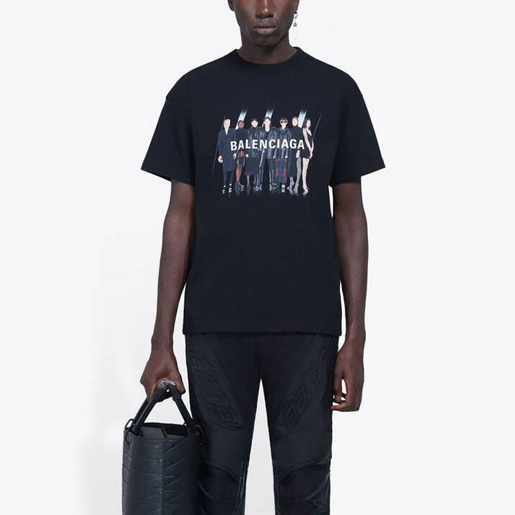 Balenciaga Band Graphic Logo Vintage Tee Unisex - Black 612966TIVA11000 圖 4