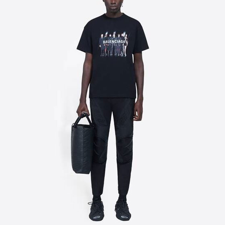 Balenciaga Band Graphic Logo Vintage Tee Unisex - Black 612966TIVA11000 圖 7