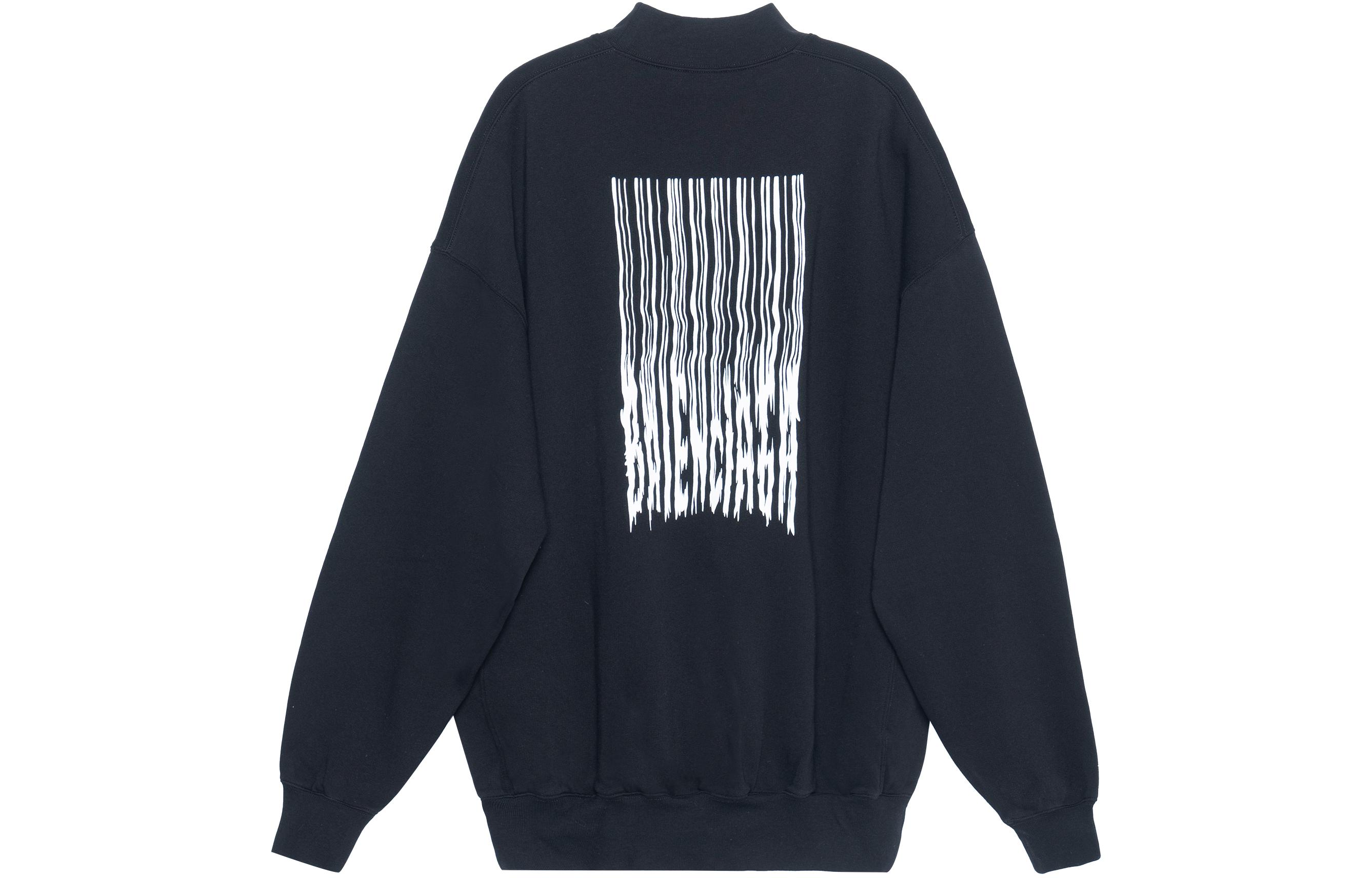 Lookbook Balenciaga Barcode Logo Hitam Sweatshirt Oversize Unisex Lengan Panjang. 652981TKVE61070