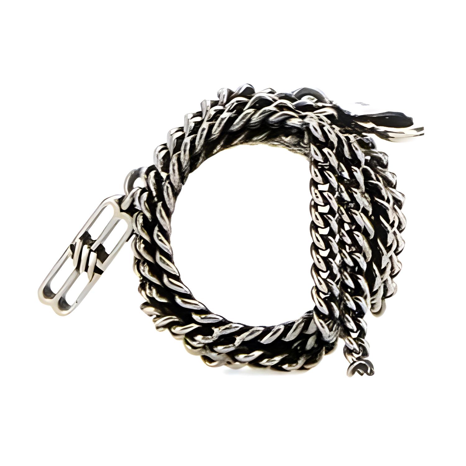 Balenciaga BB Icon Chain Design Brass Silver Ring for Men. 786812TZ99I0911