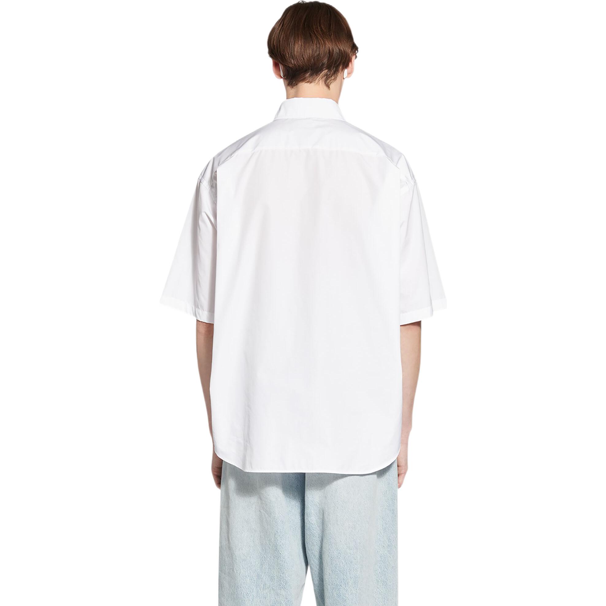 Shop 발렌시아가 BB 아이콘 FW22 화이트 릴랙스 핏 반팔 셔츠. 703845TMO409000