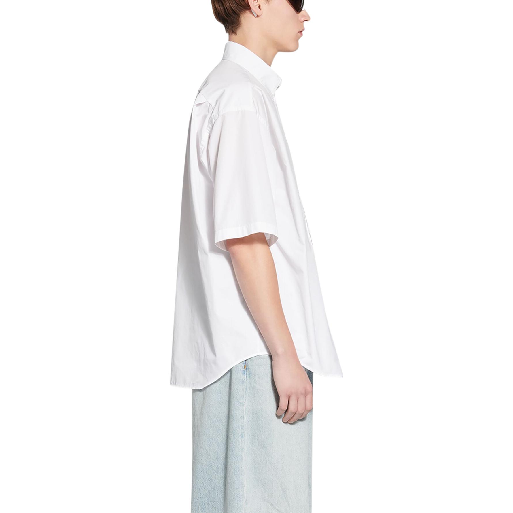 Purchase 발렌시아가 BB 아이콘 FW22 화이트 릴랙스 핏 반팔 셔츠. 703845TMO409000