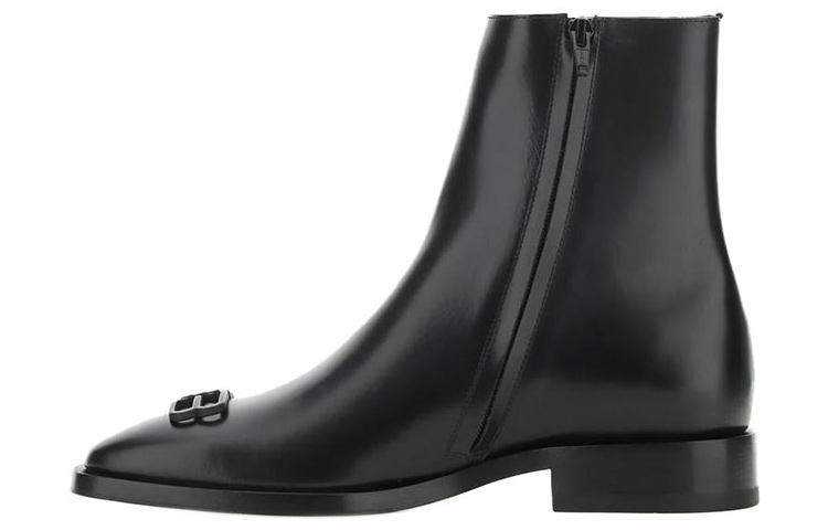 Buy 巴黎世家 Balenciaga Rim 皮革 拉鍊圓頭舒適 時尚短靴 男款 黑色