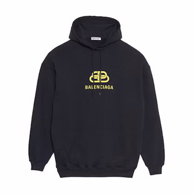 Balenciaga BB Lock Classic Print Hoodie Black Yellow Unisex Pullover 578138TEV191361