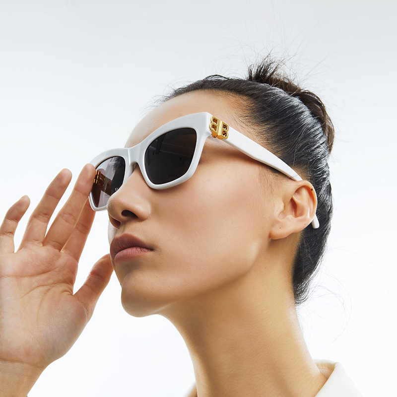 Balenciaga BB Logo Black Lenses White Frame Unisex Sunglasses. BB0132S-006 53 圖 6