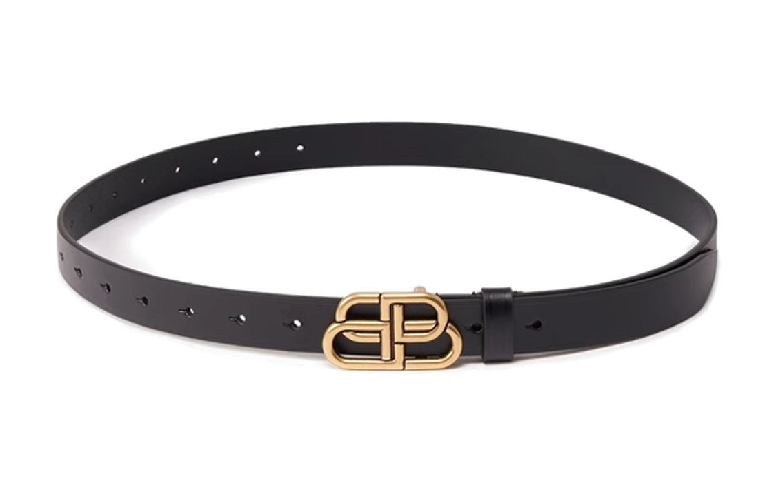 Order Balenciaga BB Logo Cutout Leather Belt Black  3.5cm. 581690-1000