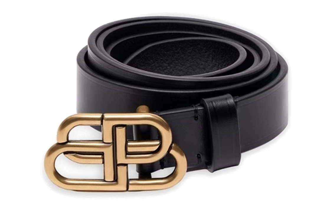 Lookbook Balenciaga BB Logo Cutout Leather Belt Black  3.5cm. 581690-1000