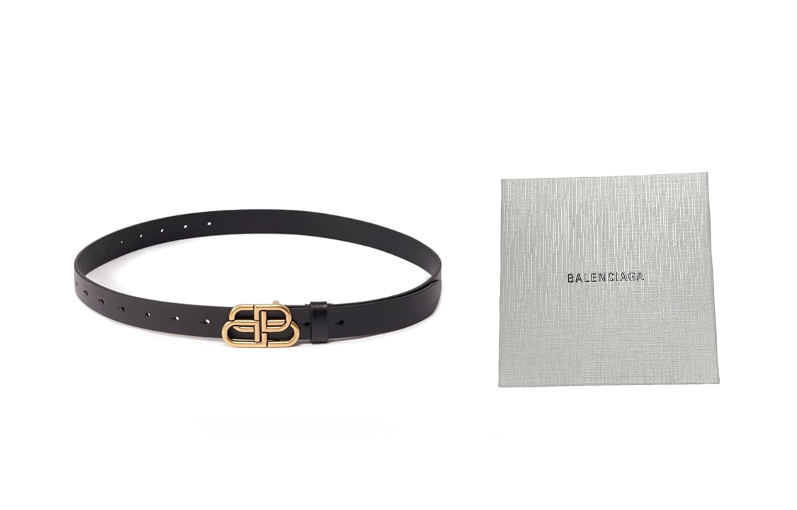 Shop Balenciaga BB Logo Cutout Leather Belt Black  3.5cm. 581690-1000