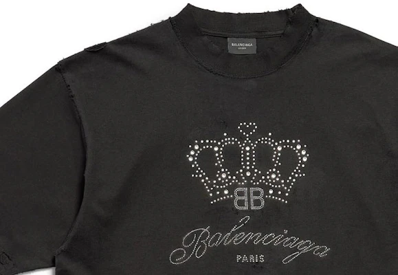 Balenciaga BB Motel Fit Baju Hitam Logo Mahkota Unisex. 764235TQVK91083 Shop Balenciaga BB Motel Fit Baju Hitam Logo Mahkota Unisex. 764235TQVK91083