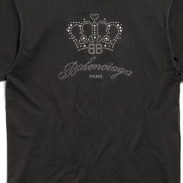 Purchase Balenciaga BB Motel Fit Baju Hitam Logo Mahkota Unisex. 764235TQVK91083