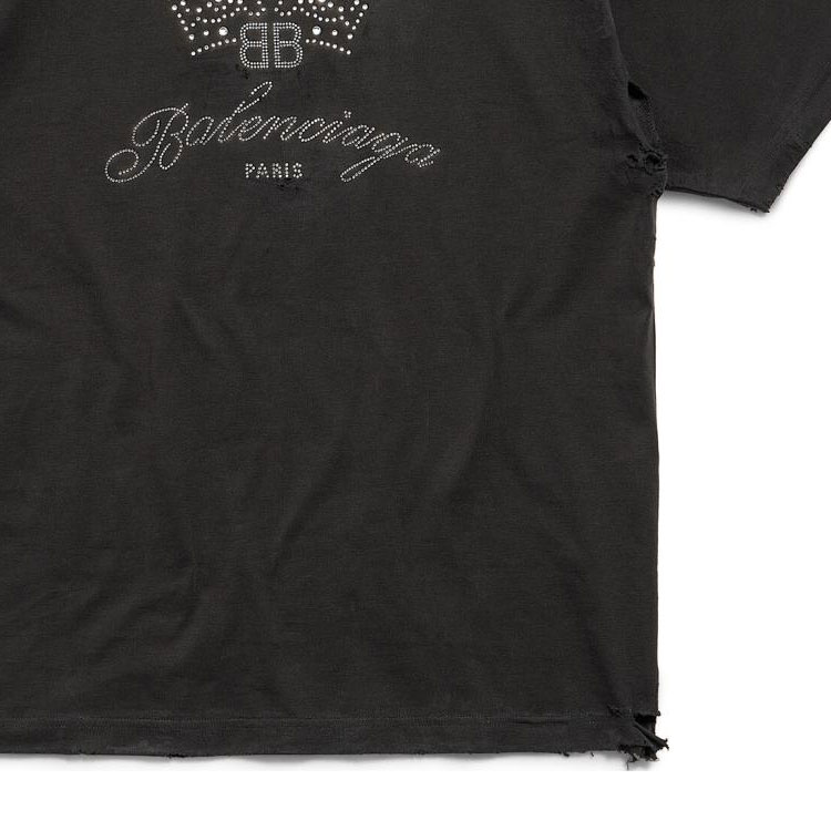 Sizing Balenciaga BB Motel Fit Baju Hitam Logo Mahkota Unisex. 764235TQVK91083