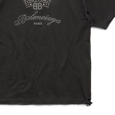 Balenciaga BB Motel Fit Baju Hitam Logo Mahkota Unisex. 764235TQVK91083 Sizing Balenciaga BB Motel Fit Baju Hitam Logo Mahkota Unisex. 764235TQVK91083