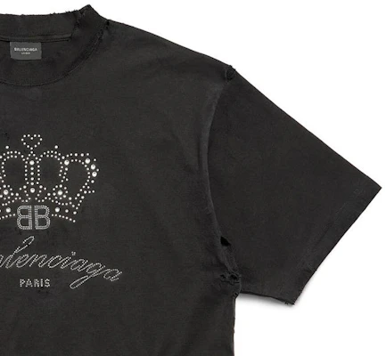 Balenciaga BB Motel Fit Baju Hitam Logo Mahkota Unisex. 764235TQVK91083 Cheap Balenciaga BB Motel Fit Baju Hitam Logo Mahkota Unisex. 764235TQVK91083