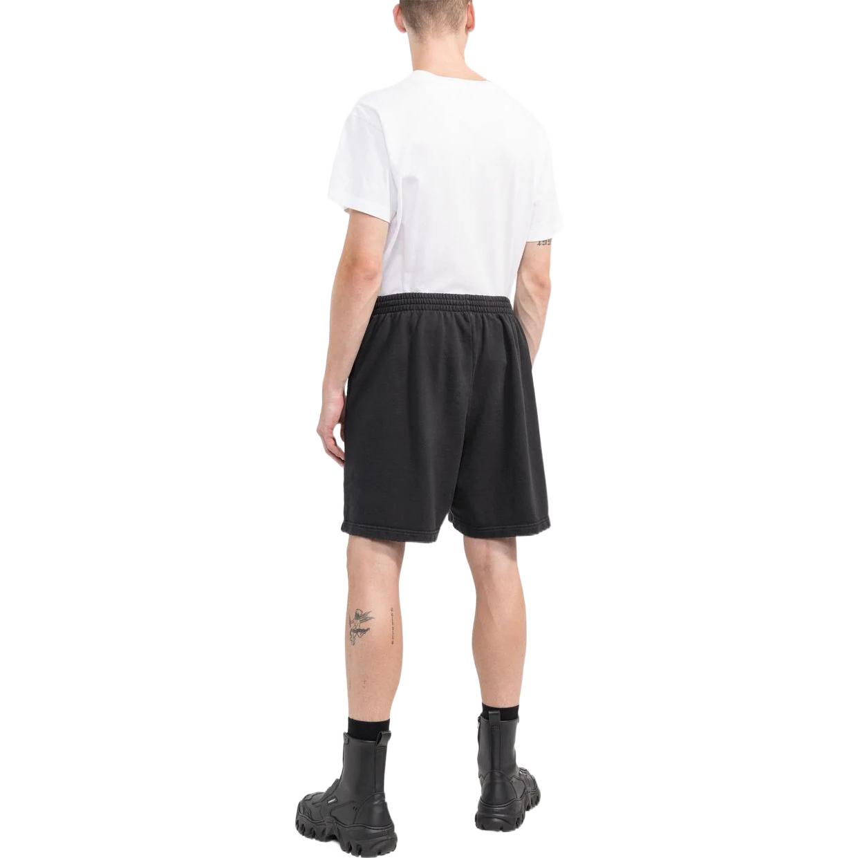 Shop Balenciaga BB Paris Icon SS22 Black Elastic Waist Casual Shorts for Men. 676137TMVG69034