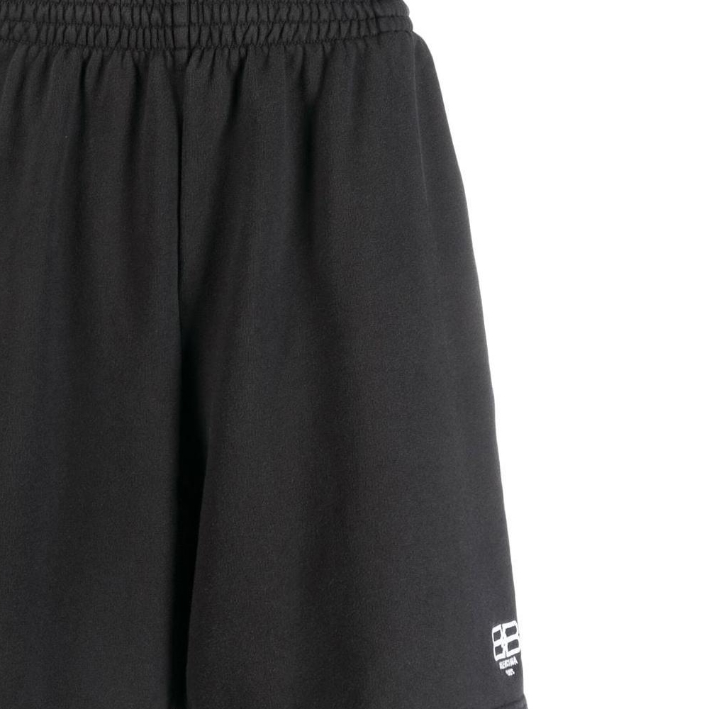 Details for Balenciaga BB Paris Icon SS22 Black Elastic Waist Casual Shorts for Men. 676137TMVG69034