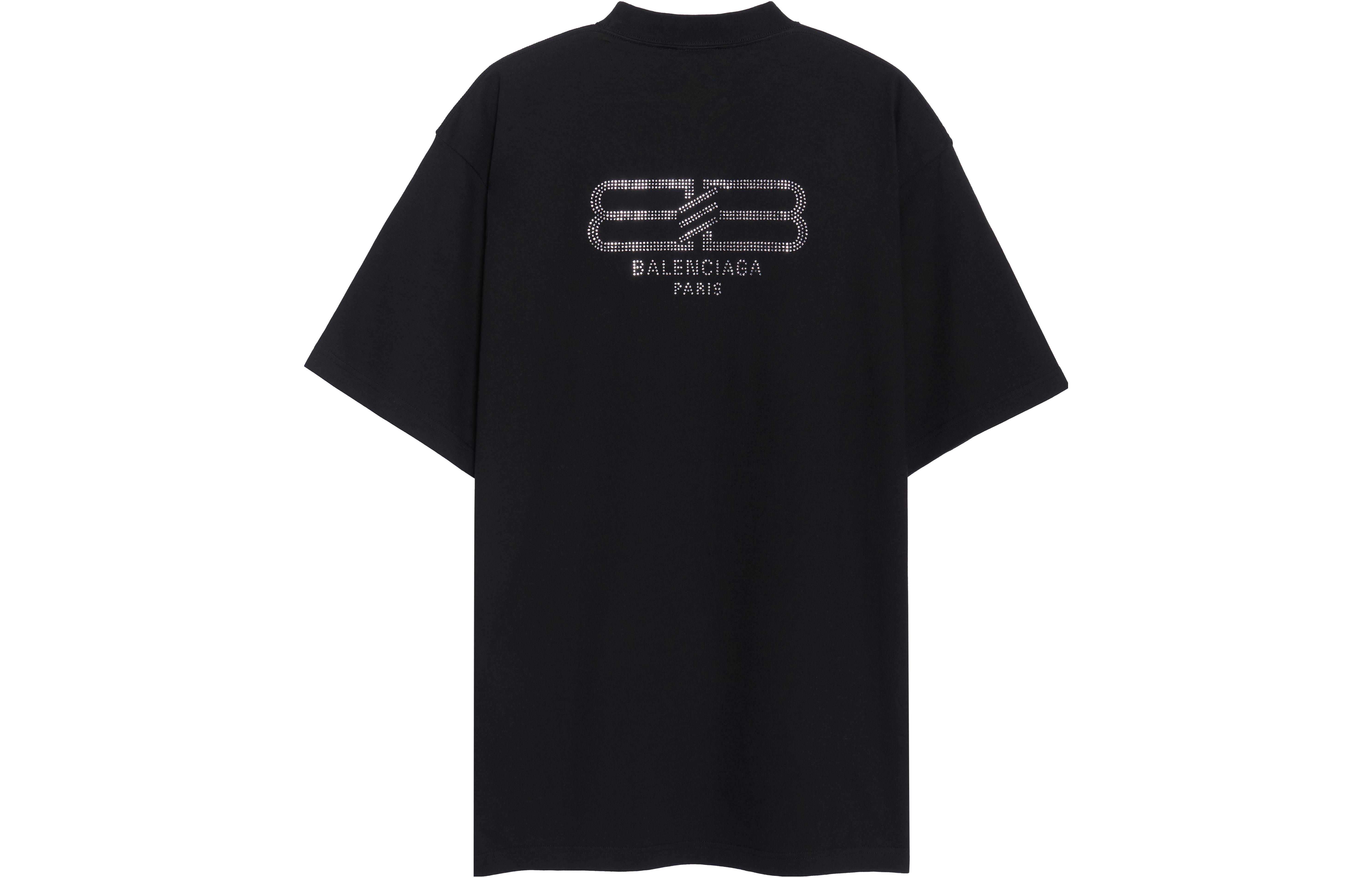 Balenciaga BB Paris Icon SS23 Black Rhinestone Short Sleeve Unisex T-Shirt. 739784TOVU81055