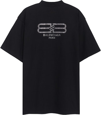 巴黎世家 BB Paris Icon SS23 黑色水钻短袖男女同款T恤. 739784TOVU81055 Order 巴黎世家 BB Paris Icon SS23 黑色水钻短袖男女同款T恤. 739784TOVU81055