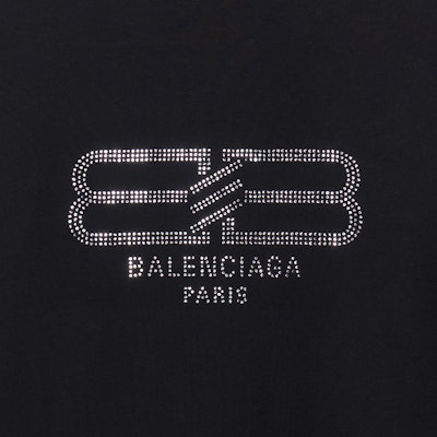 巴黎世家 BB Paris Icon SS23 黑色水钻短袖男女同款T恤. 739784TOVU81055 Shop 巴黎世家 BB Paris Icon SS23 黑色水钻短袖男女同款T恤. 739784TOVU81055