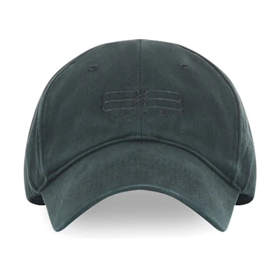 Balenciaga BB Paris Logo Embroidered Cotton Cap Unisex Dark Green. 704105410B20010